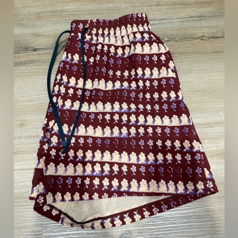 lululemon athletica Maroon and Cream Athletic Shorts